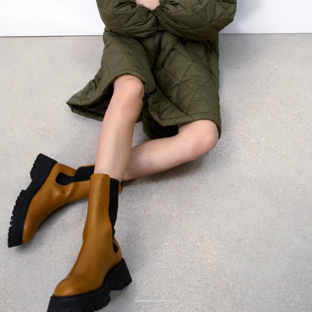 Zara Lug Sole Leather Boots